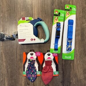 Good2Go Blue Retractable Lead and Collar Set with Red and Navy Accents